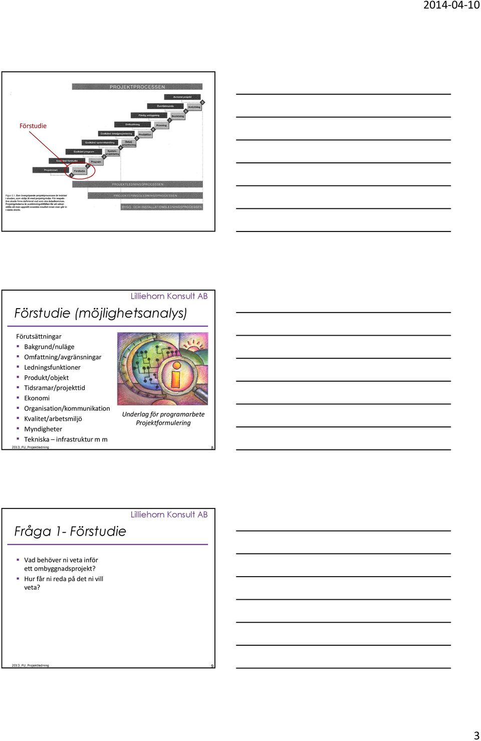 Kvalitet/arbetsmiljö Myndigheter Tekniska infrastruktur m m Underlag för programarbete