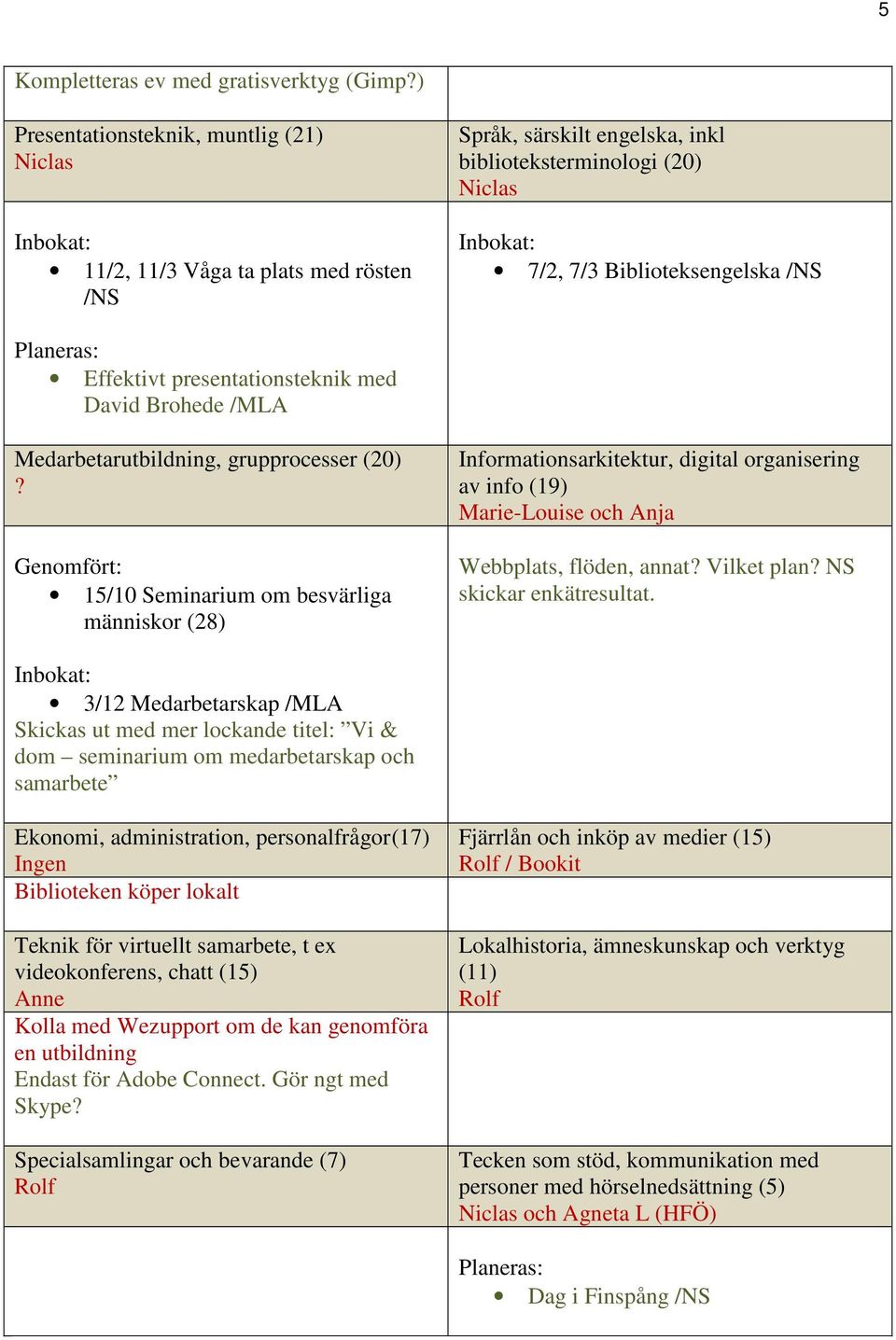 Brohede /MLA Medarbetarutbildning, grupprocesser (20)?