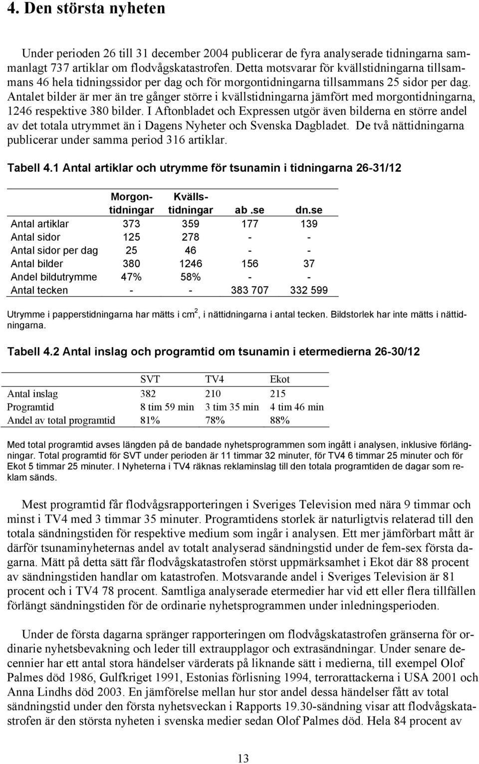 Antalet bilder är mer än tre gånger större i kvällstidningarna jämfört med morgontidningarna, 1246 respektive 380 bilder.