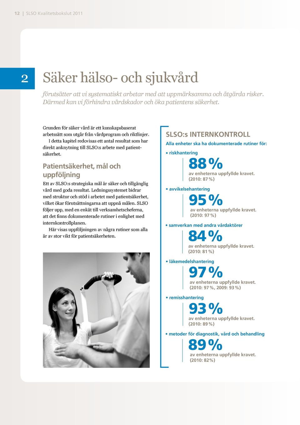 I detta kapitel redovisas ett antal resultat som har direkt anknytning till SLSO:s arbete med patientsäkerhet.