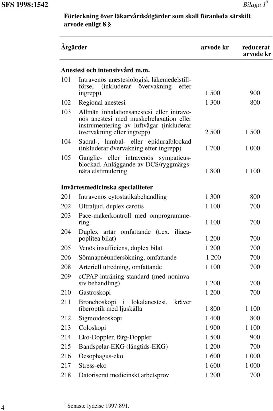 m. 101 Intravenös anestesiologisk läkemedelstillförsel (inkluderar övervakning efter ingrepp) 1 500 900 102 Regional anestesi 1 300 800 103 Allmän inhalationsanestesi eller intravenös anestesi med