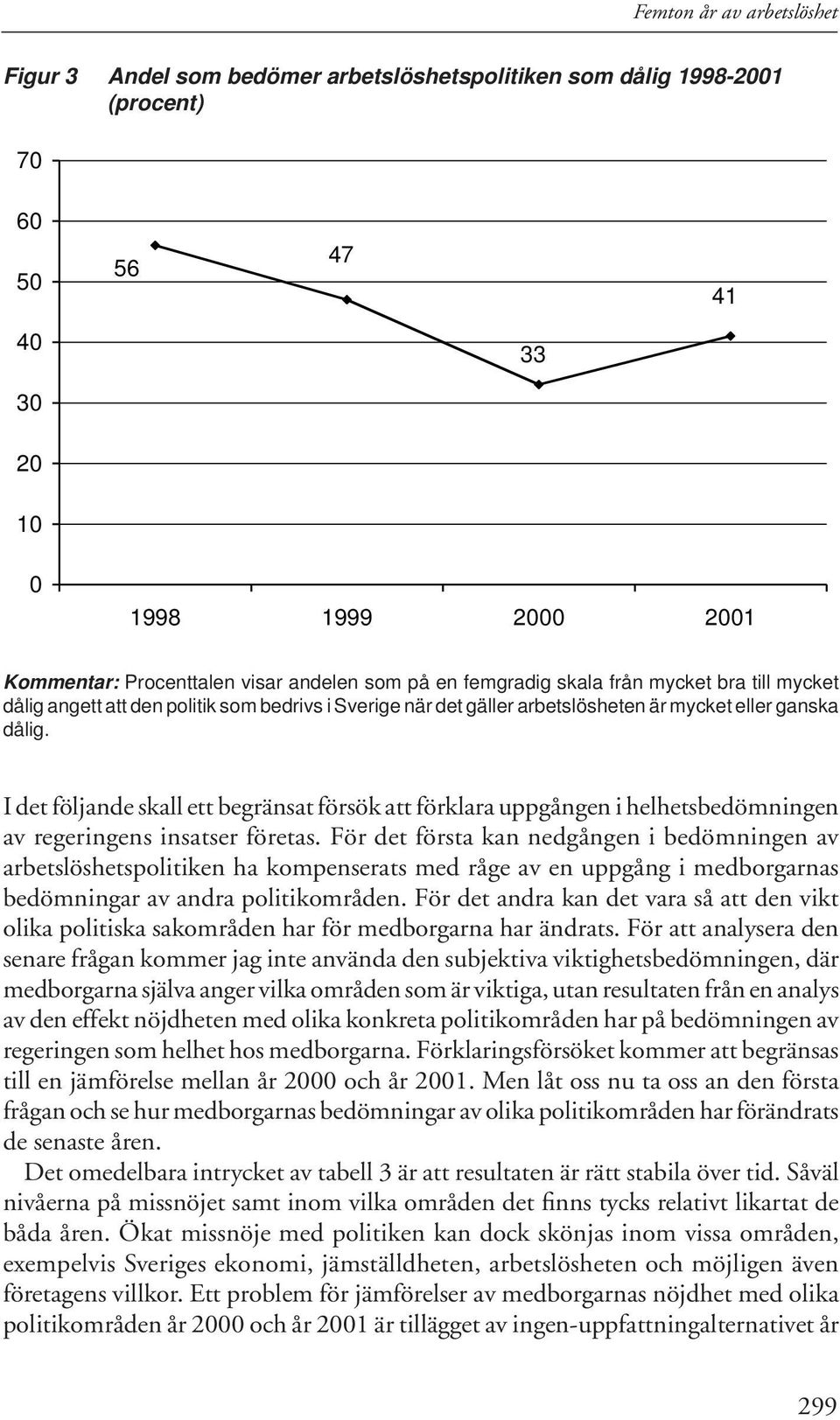 I det följande skall ett begränsat försök att förklara uppgången i helhetsbedömningen av regeringens insatser företas.