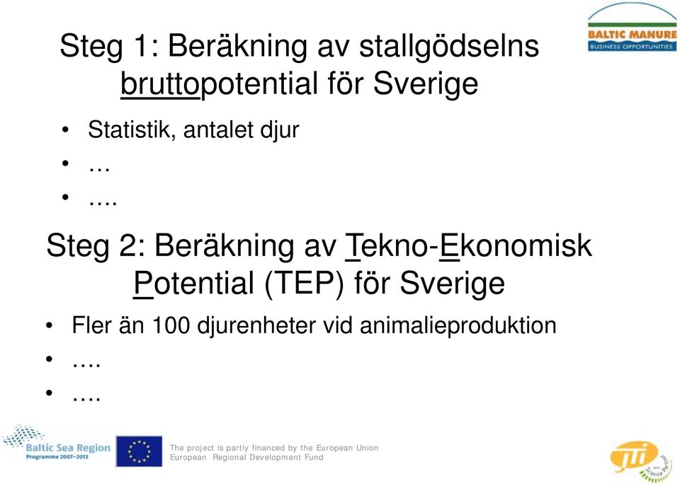 Steg 2: Beräkning av Tekno-Ekonomisk Potential