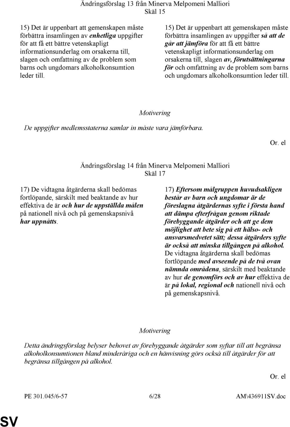 15) Det är uppenbart att gemenskapen måste förbättra insamlingen av uppgifter så att de går att jämföra för att få ett bättre vetenskapligt informationsunderlag om orsakerna till, slagen av,