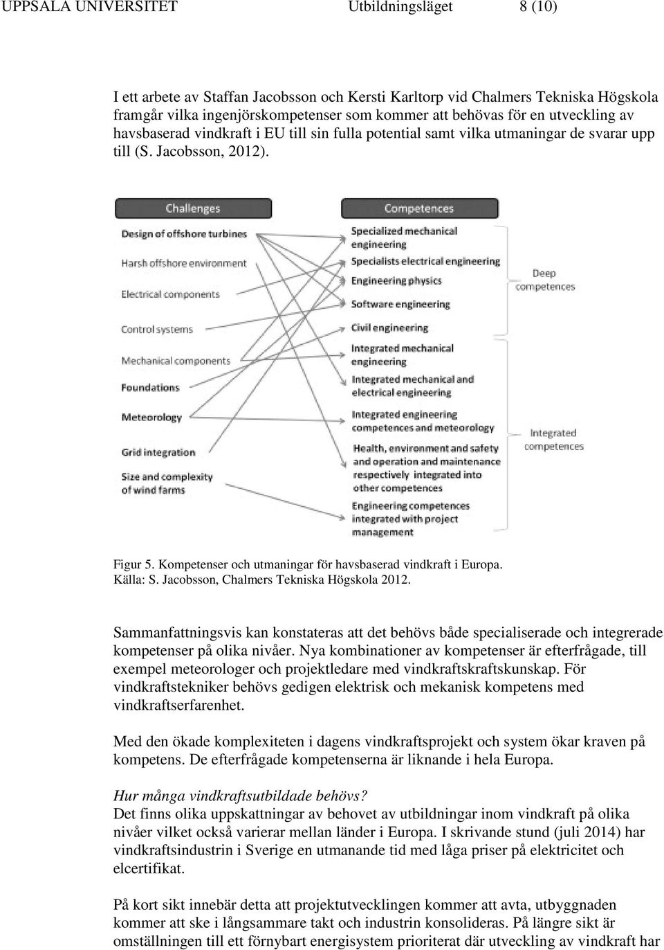 Källa: S. Jacobsson, Chalmers Tekniska Högskola 2012. Sammanfattningsvis kan konstateras att det behövs både specialiserade och integrerade kompetenser på olika nivåer.