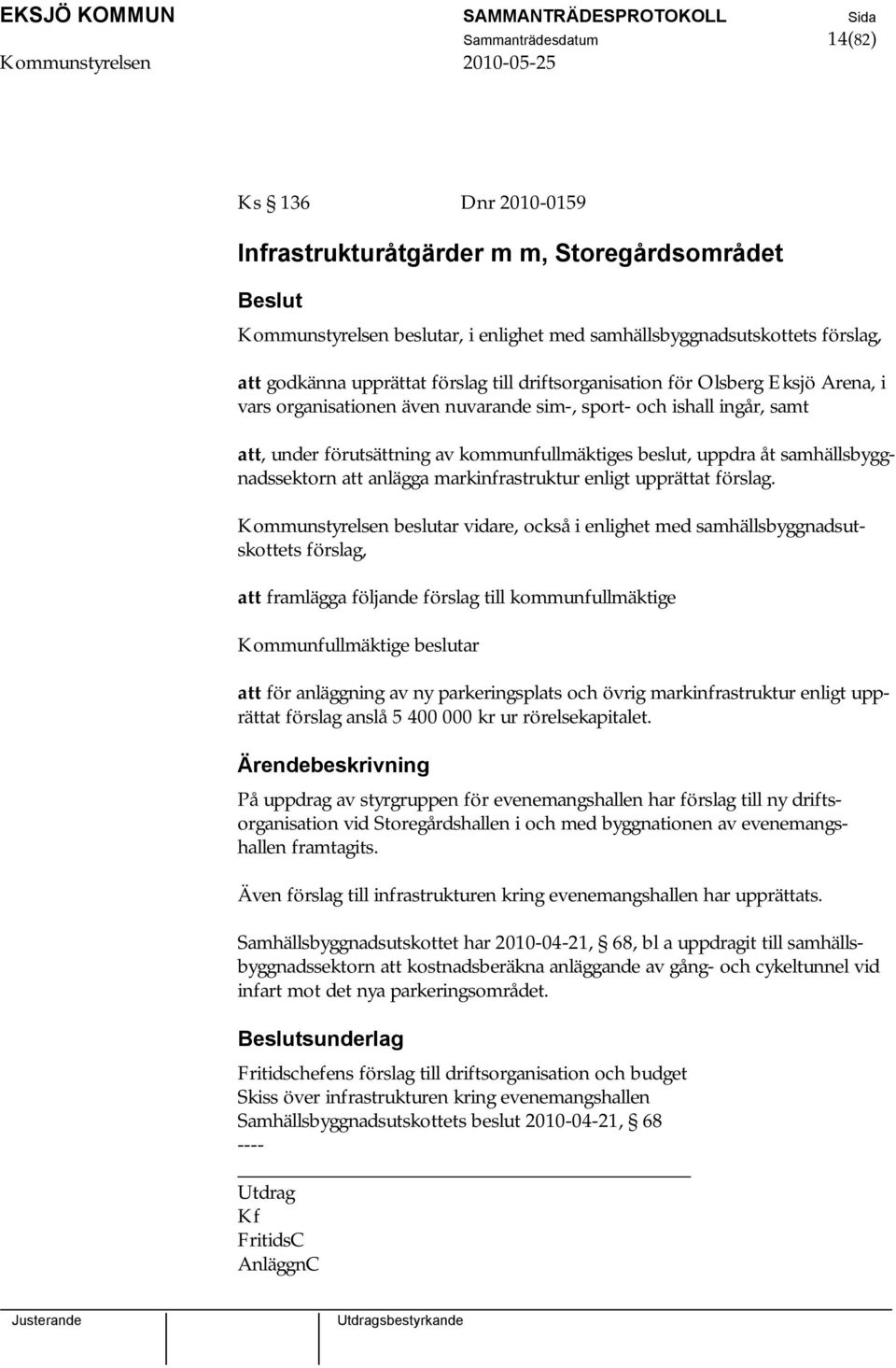 samhällsbyggnadssektorn att anlägga markinfrastruktur enligt upprättat förslag.