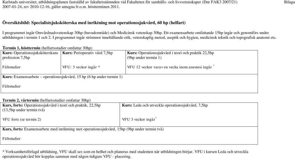 Ett examensarbete omfattande 15hp ingår och genomförs under utbildningen i termin 1 och 2.