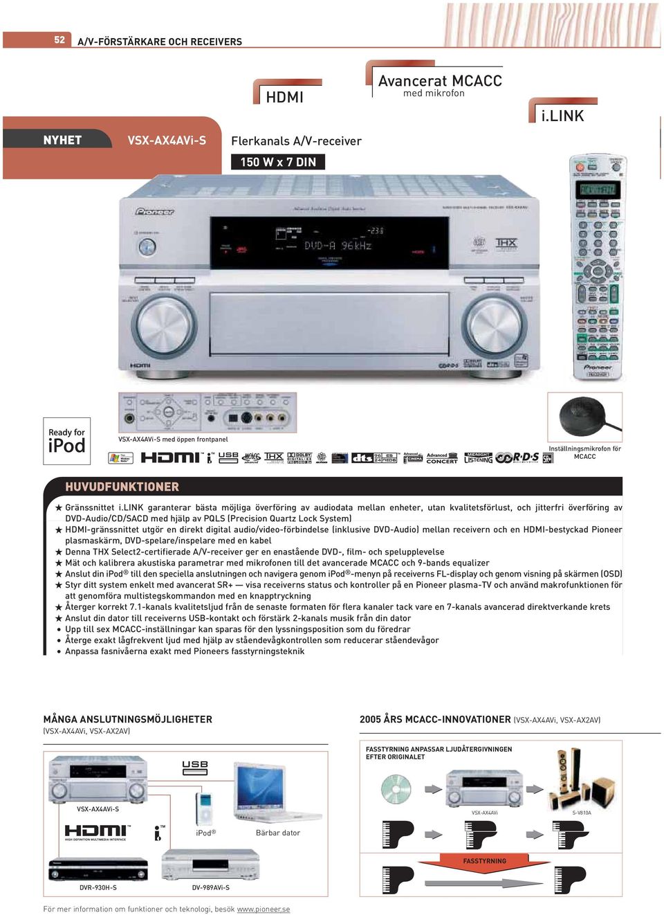 link garanterar bästa möjliga överföring av audiodata mellan enheter, utan kvalitetsförlust, och jitterfri överföring av DVD-Audio/CD/SACD med hjälp av PQLS (Precision Quartz Lock System)