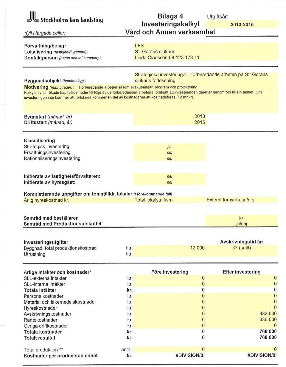 Motivering (max 5 rader): Förberedande arbeten såsom evakueringar, program och projektering.