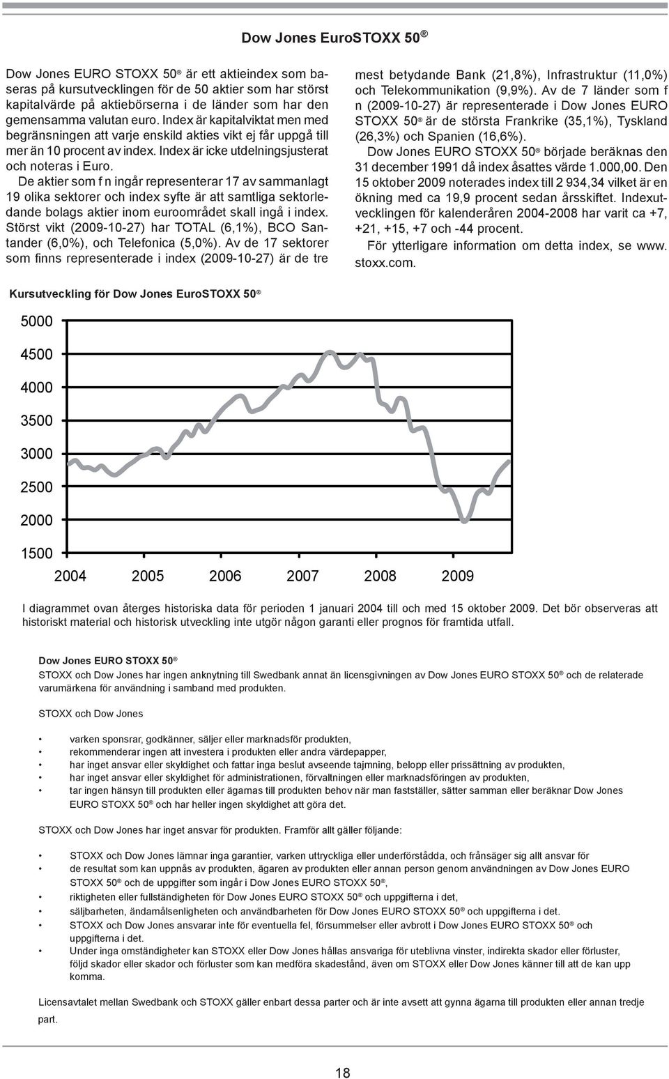 De aktier som f n ingår representerar 17 av sammanlagt 19 olika sektorer och index syfte är att samtliga sektorledande bolags aktier inom euroområdet skall ingå i index.