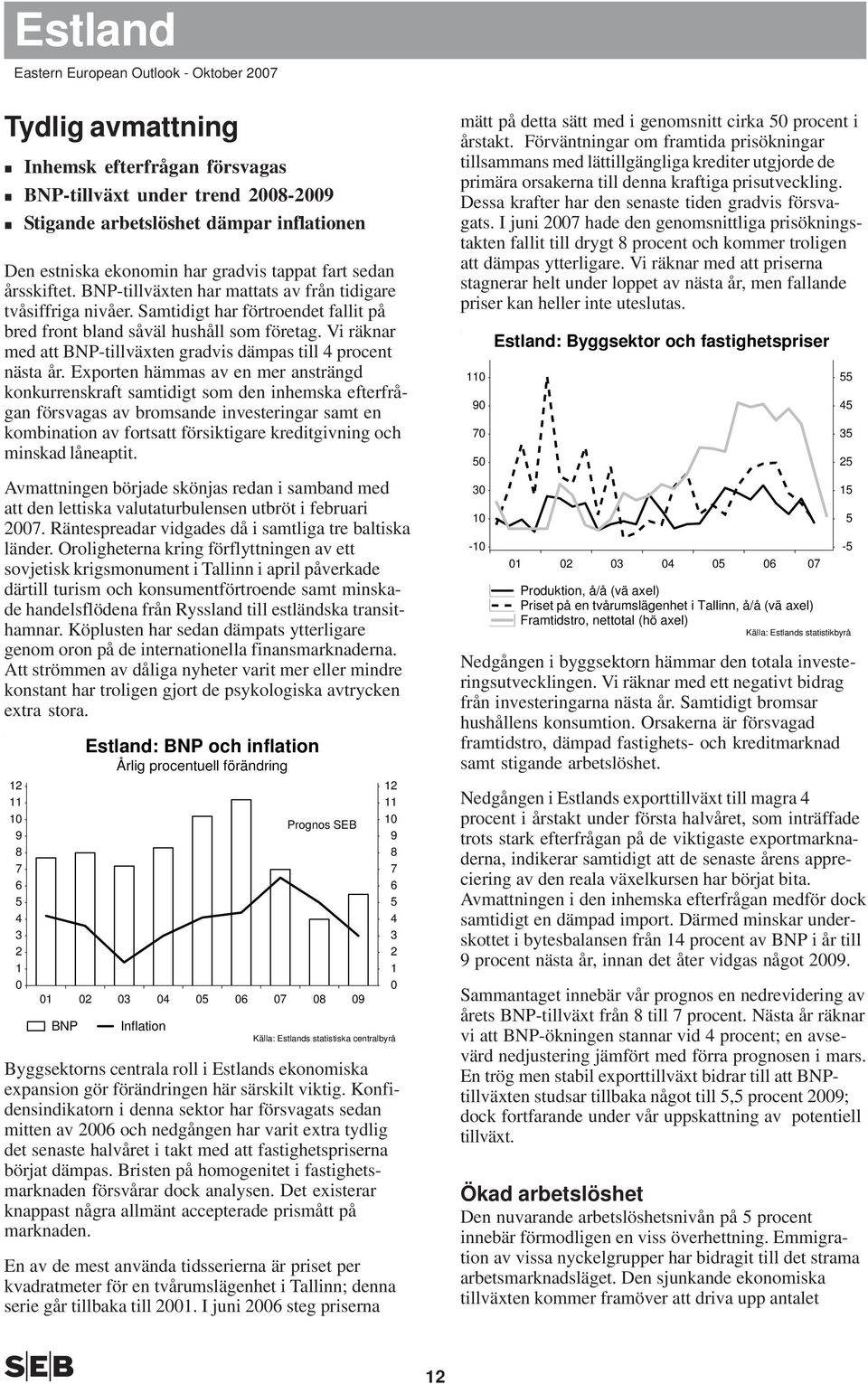 Vi räknar med att BNP-tillväxten gradvis dämpas till 4 procent nästa år.