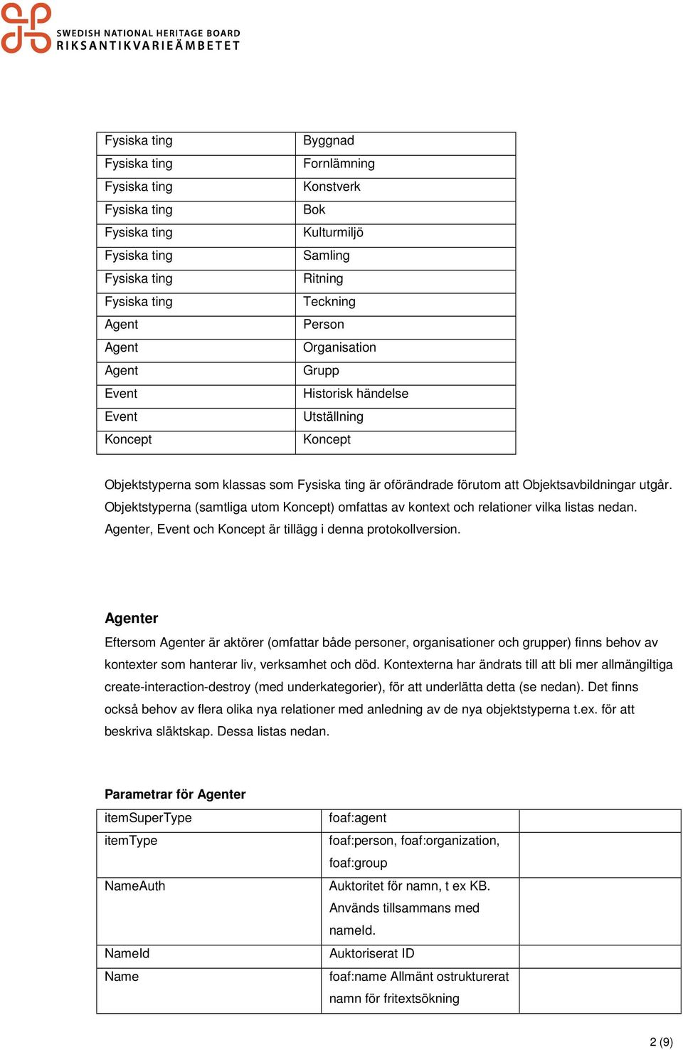 er, Event och Koncept är tillägg i denna protokollversion. er Eftersom er är aktörer (omfattar både personer, organisationer och grupper) finns behov av kontexter som hanterar liv, verksamhet och död.