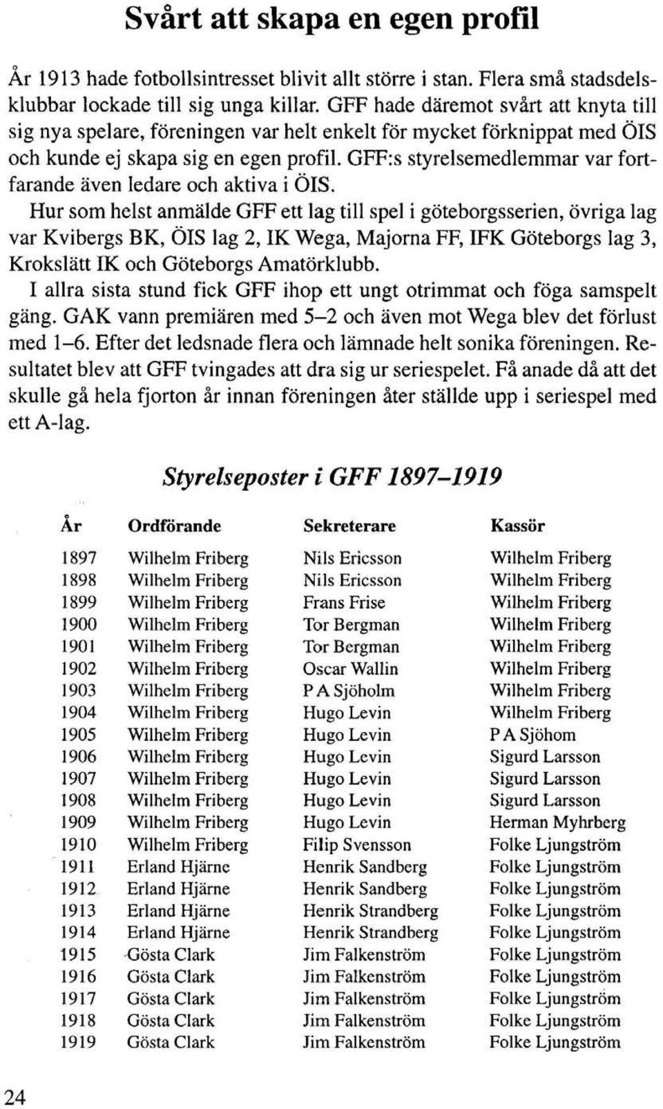 GFF:s styrelsemedlemmar var fortfarande även ledare och aktiva i ÖIS.