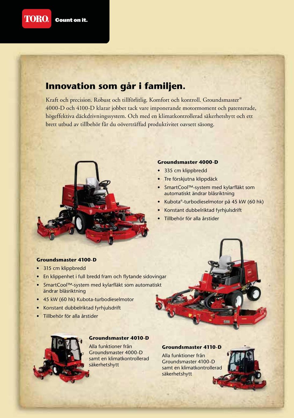 Och med en klimatkontrollerad säkerhetshytt och ett brett utbud av tillbehör får du oöverträffad produktivitet oavsett säsong.