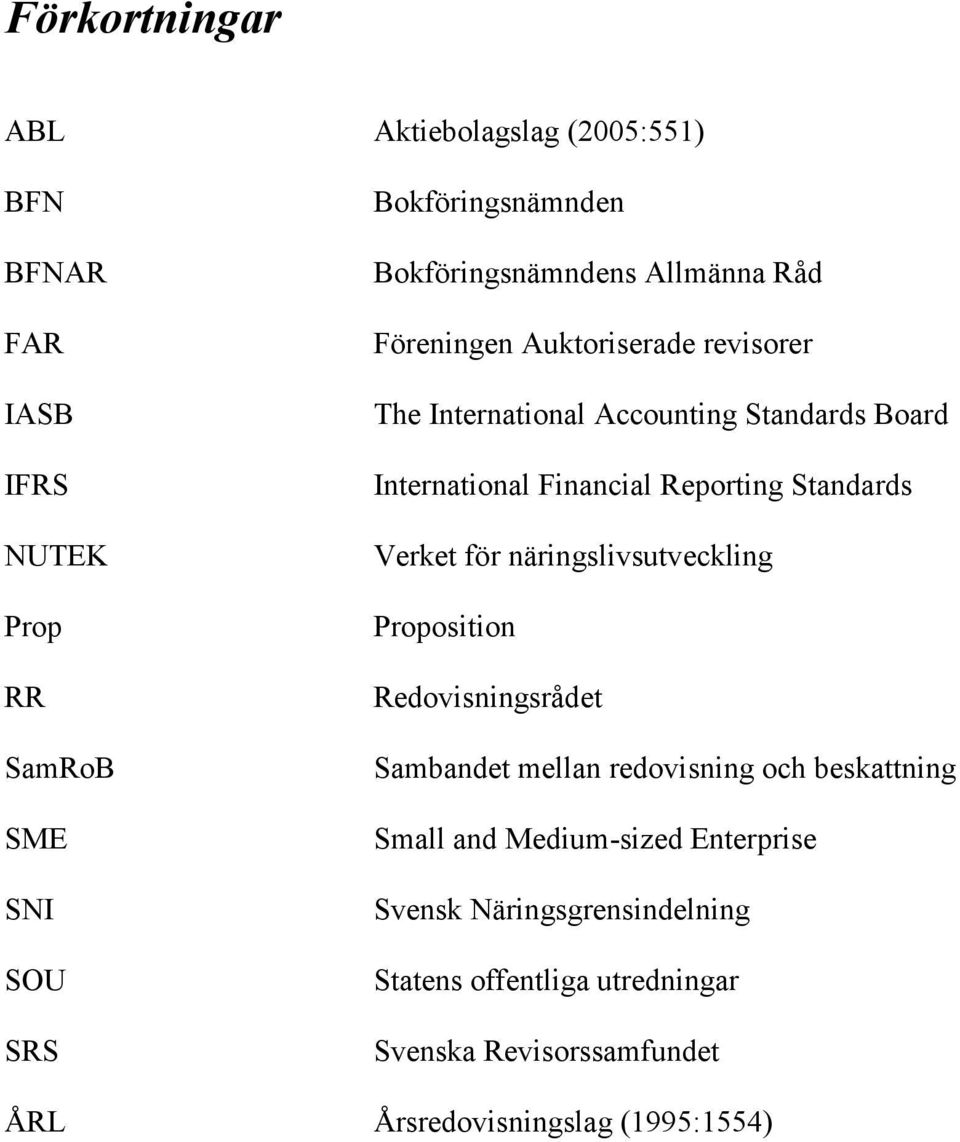 Reporting Standards Verket för näringslivsutveckling Proposition Redovisningsrådet Sambandet mellan redovisning och beskattning Small