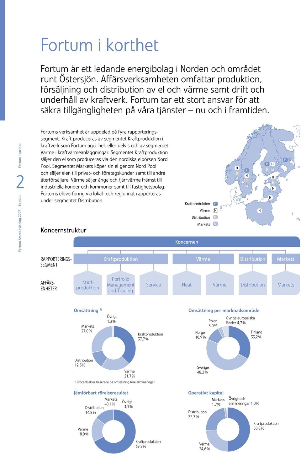 Fortum tar ett stort ansvar för att säkra tillgängligheten på våra tjänster nu och i framtiden. Fortum i korthet 2 Fortums verksamhet är uppdelad på fyra rapporteringssegment.