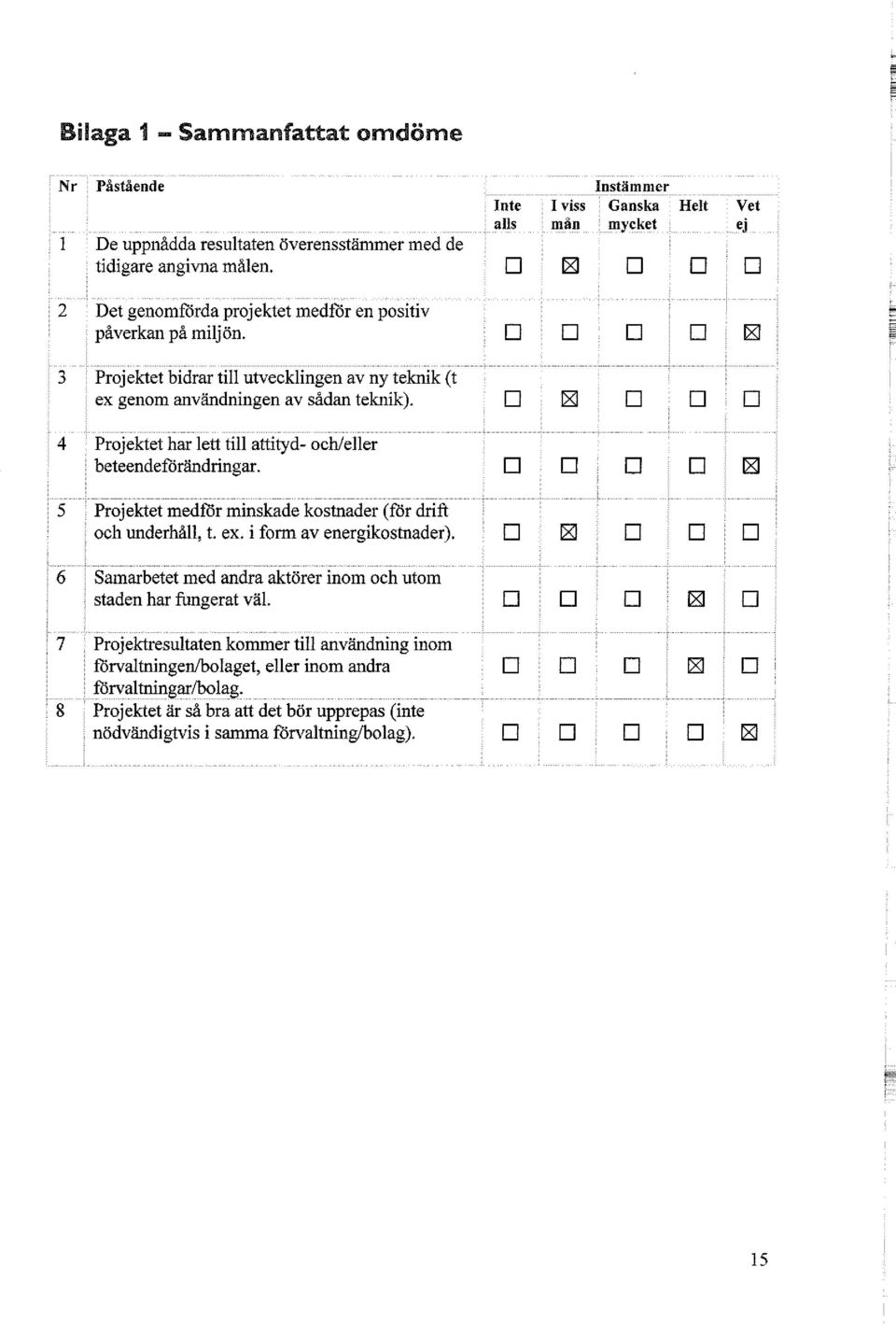 till attityd- och/eller beteendeförändringar. 5! Projektet medför minskade kostnader (för drift och underhåll, t. ex. i form av energikostnader).