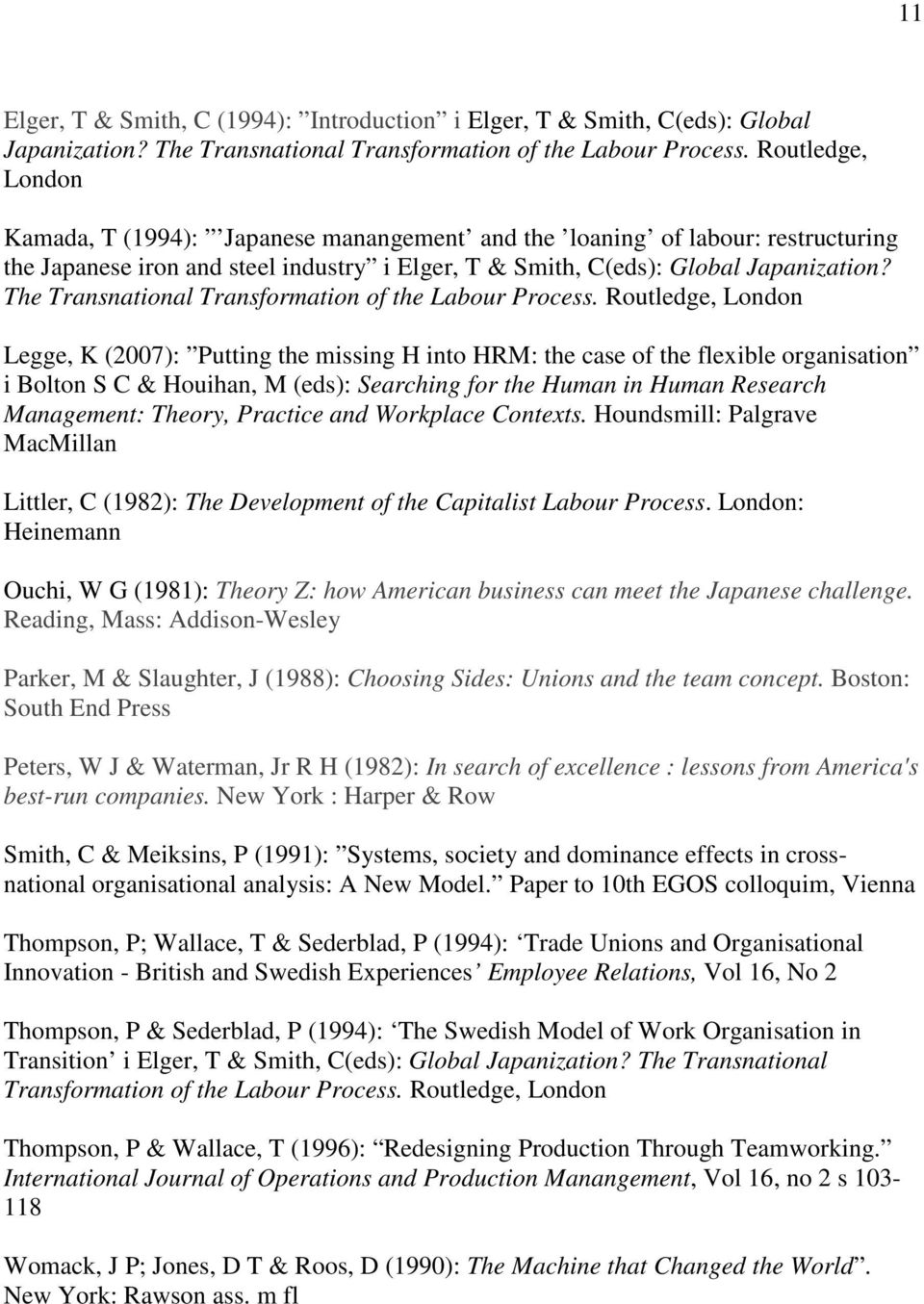 The Transnational Transformation of the Labour Process.