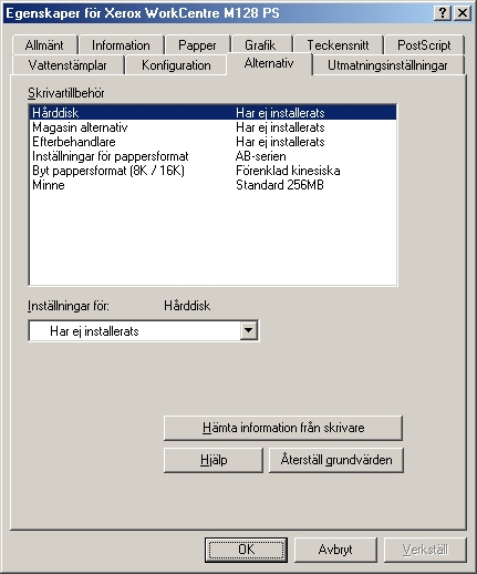 2 Användning i Windows 95/98/Me Funktioner på fliken Alternativ I det här avsnittet beskrivs inställningarna på fliken Alternativ.