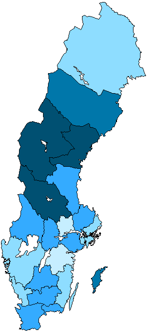 Figur 2. Geografisk fördelning av incidens av igas i Sverige 2005 2013.
