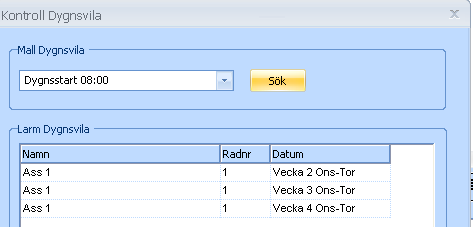 Det är nu dags att göra själva ändringen av schemat. Nu kan du välja om du vill ha rullande schema eller kalendarisk visning av schemat. Markera datumperioden där ändringen ska göras och högerklicka.