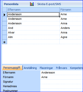 Söka person via Gul mapp och Personlista Du kan på ett snabbt sätt få fram en personlista över personer som är anställda på en viss organisation genom att markera aktuell mapp i trädet och klicka på