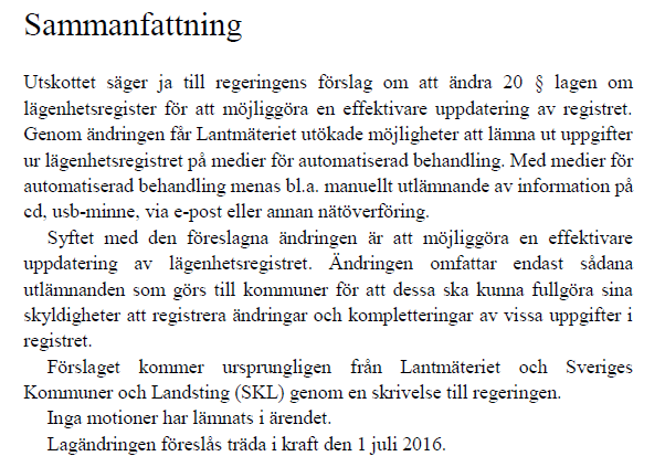 Finansutskottets sammanfattning