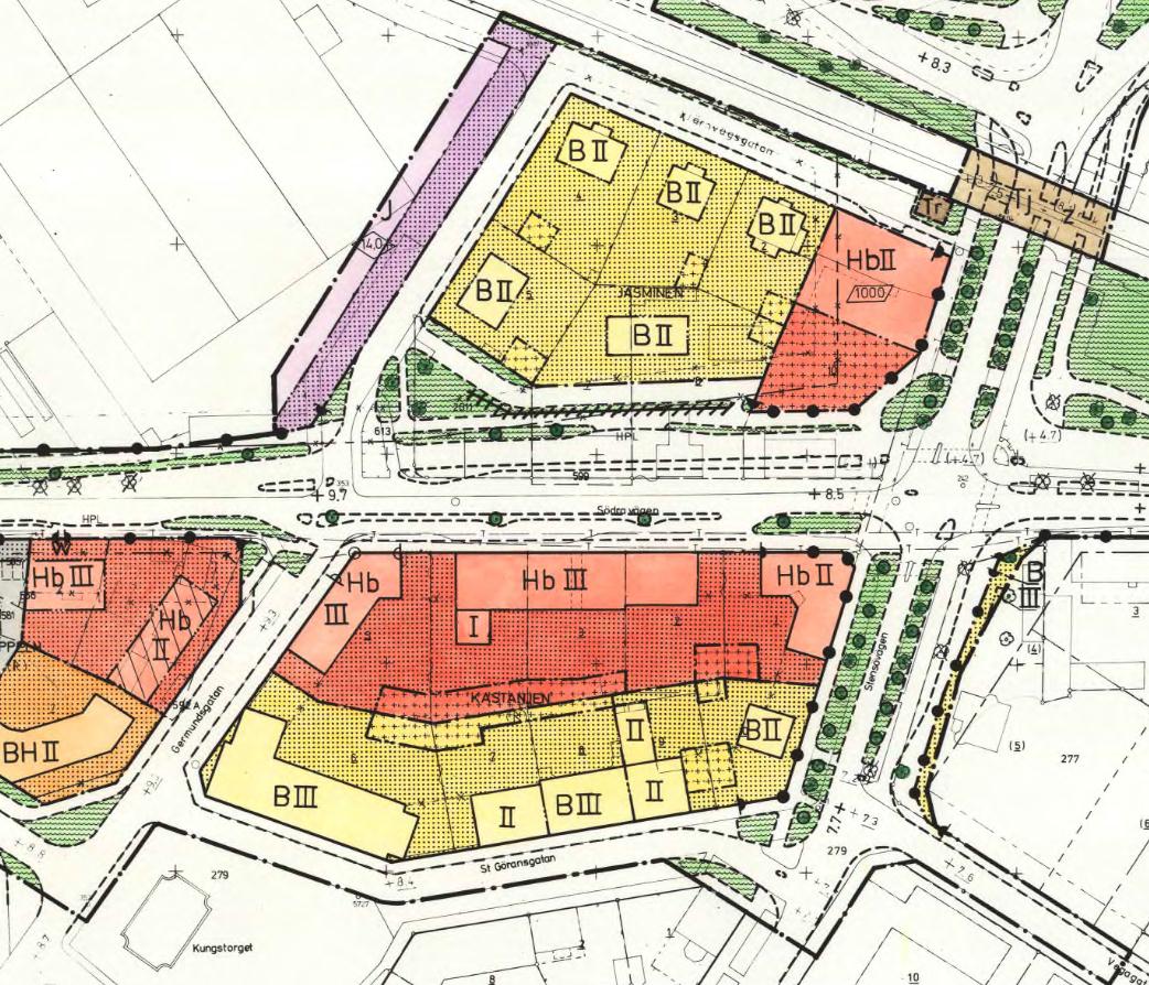 Planen medger, för berörd fastighet, uppförande av byggnad för Handel samt bostäder i tre våningar ut mot Södra vägen.