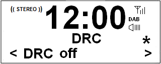 DRC (Dynamic Range Control) värde Du kan ställa in komprimeringsnivån stationer för att eliminera skillnaderna i dynamiskt omfång eller ljudnivå mellan radiostationer.