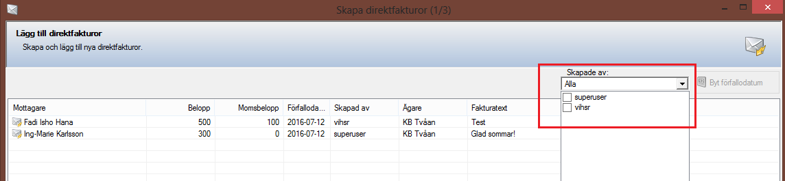 med samt spara en preliminär faktura.