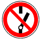1.5 Förbjudsmärke Förbjudet att öppna/beträda/vidröra/utföra/inställa under drift eller när drivmotorn är i gång!