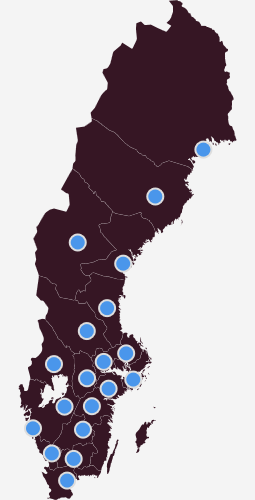 22 regionala college 80 lokala VO-College 186 kommuner 53