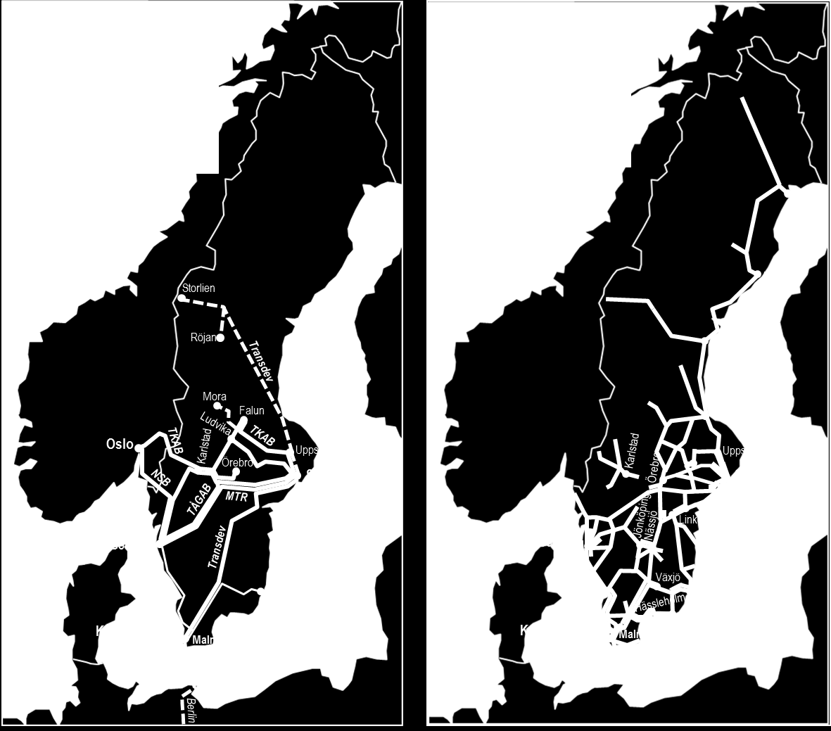 14 Figur 7: Ny interregional tågtrafik som etablerats sedan 2009 som konkurrerar och kompletterar SJ (t.v.) 