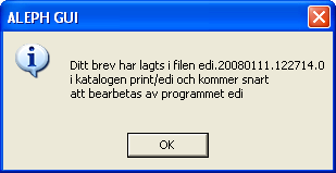 Följande fält är relevanta för EDI. Leverantörskod Välj en leverantör som är definierad som en EDI-leverantör. Skicka order som Detta är det sätt som biblioteket skickar ordern till leverantören.