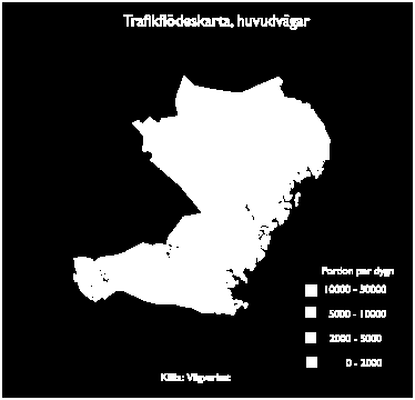 Sida 29 av 70 Figur 4: Trafikflödet på de större vägarna i länet.