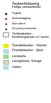 Sida 33 av 70 Det finns 49 st. 2:4-anläggningar 45 och 26 st. Sevesoanläggningar 46, varav 22 i den högre nivån. Kartan nedan visar de olika farliga verksamheterna.