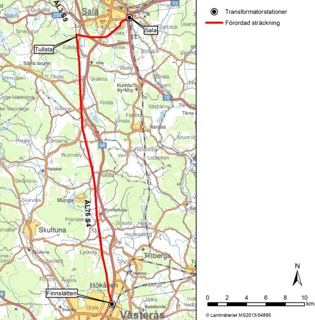 Sala kommun har i sitt yttrande i samrådet avseende alternativa stråk framfört att de förordar markförläggning av ledningen på den sista sträckan in till transformatorstationen, där ledningen