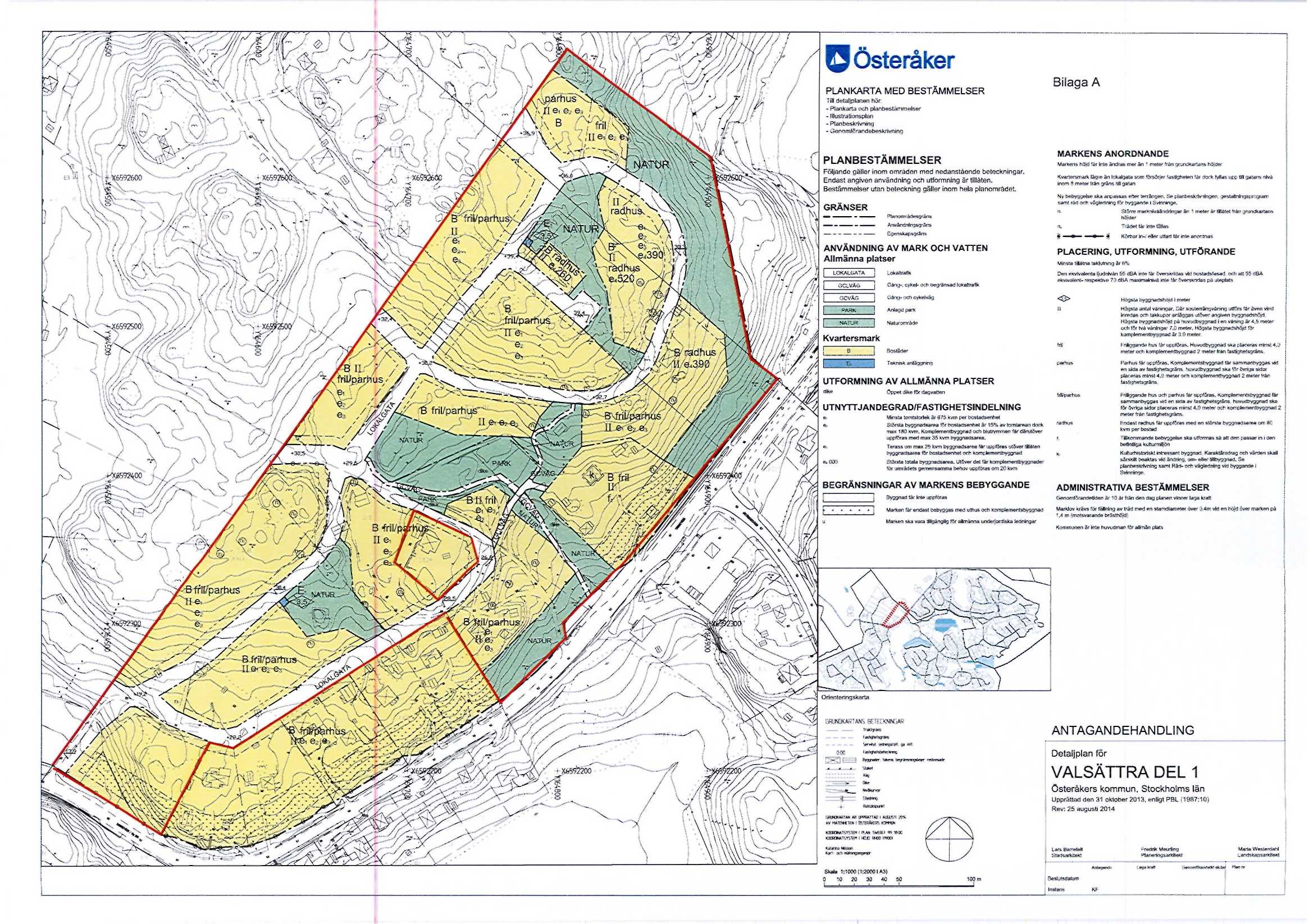 Q Österåker PLANKARTA MED BESTÄMMELSER Till detaljplanen hör.