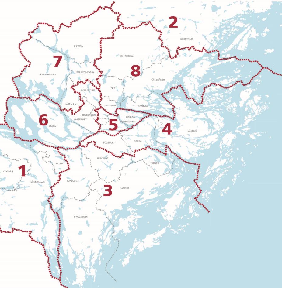 2016-11-14 Närsjukvård ASiH åtta geografiska områden Område 1: Nykvarn, Salem, Södertälje Område 2: Norrtälje Område 3: Botkyrka, Haninge, Huddinge, Nynäshamn, Tyresö Område 4: Enskede-Årsta-Vantör,