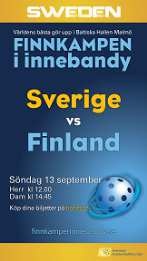 Tipsrunda vinn fina priser! Få chansen och vinn biljetter till Finnkampen i innebandy som arrangeras i Malmö den 13 september.