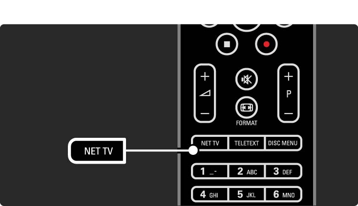 2.8.4 Bläddra i Net TV Om du vill bläddra i Net TV stänger du användarhandboken och trycker på Net TV på fjärrkontrollen eller väljer Bläddra i Net TV i hemmenyn