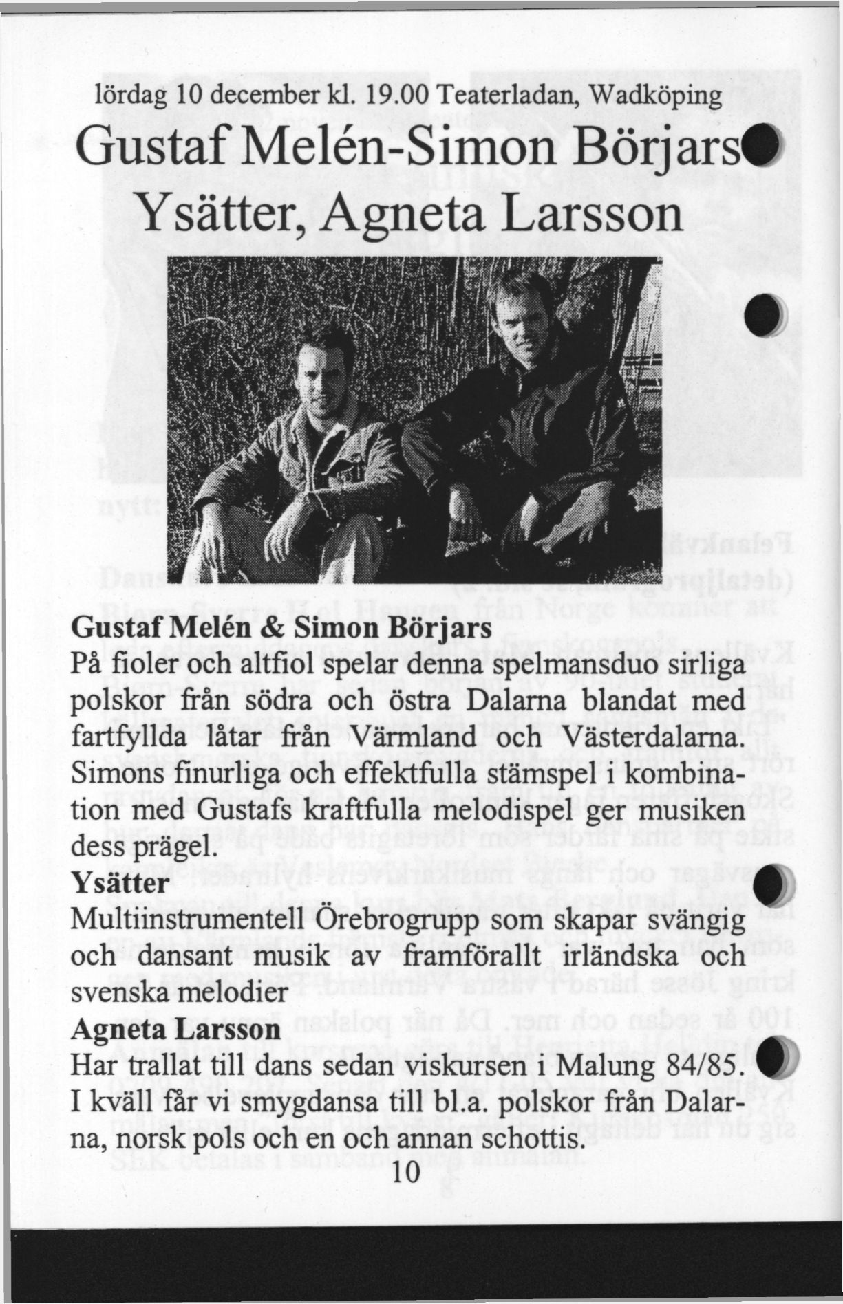 lördag 10 december kl. 19.