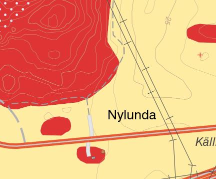 4.2 Geotekniska förhållanden 4.2.1 Jordlagerföljd Enligt SGU:s jordartskarta utgörs marken inom området av urberg i nordväst (markerat med rött) och i övrigt av lera (markerat med gult), se Figur 3.