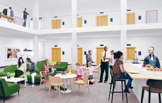 »För att få bästa lösning har vi noga studerat bland annat gallerior, hotellobbyer och flyg platser«[ovan] Lugna zoner för den som vill känna avskildhet exempel vis efter ett svårt besked är en del i