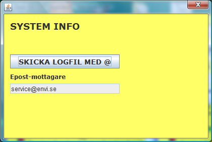 Troubleshooting To send log files to Envi press SYSTEM.