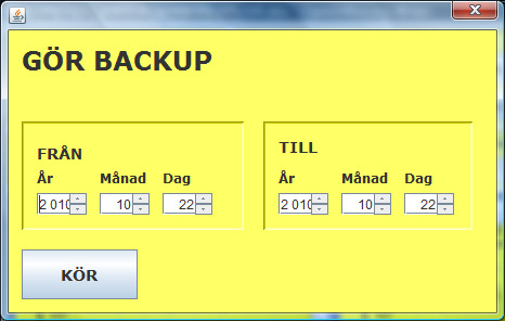 Backup and Restore You can always back up the data you have in the database. This is done by pressing the Backup button in the main window (the button circled in red below).