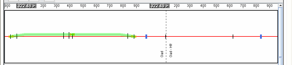 3.3 Status panelen Statuspanelen visar aktiv bandel och valt spår. Den redovisar markörens position i X-led och Y-led. Bildskalan i m per centimeter visas.