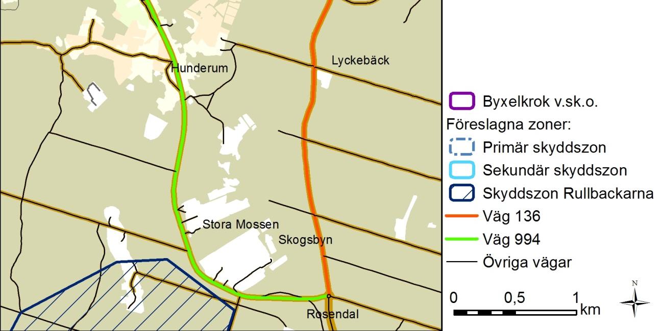 2 Nulägesbeskrivning Det studerade området sträcker från och med cirkulationsplatsen vid Rosendal till och med cirkulationsplatsen centralt i Byxelkrok,