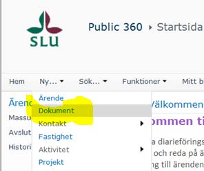 I. Skapa enskilt icke ärendedokument När man skapar dokument kan man göra det på flera sätt.