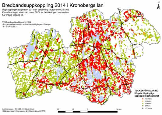 Tillgång för boende och arbetsställen till fiber, Bredbandskartan 2015 (PTS) Inom tätort eller småort Utanför tätort och småort Växjö kommun 67 % 69 % 52 % Tingsryds 34 % 24% 52% kommun Alvesta